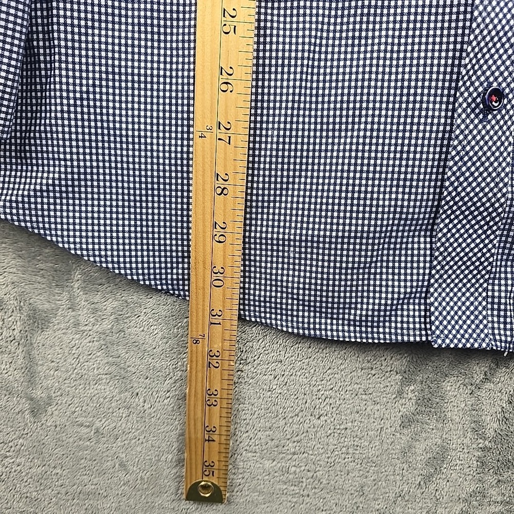 Twillory Shirt Mens 17 32/33 Blue‎ Baby Check Tailored Fit Non Iron Safe Cotton - Picture 7 of 9